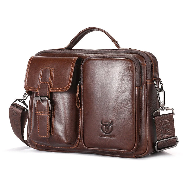 BULLCAPTAIN Genuine Leather Mens Shoulder Bag Business Crossbody Bag Male Briefcase Messenger Bag Men's Casual Handbags Vintage Flap Clutch Purse Tote (image for) BULLCAPTAIN Genuine Leather Mens Shoulder Bag Business Crossbody Bag Male Briefcase Messenger Bag Men's Casual Handbags Vintage Flap Clutch Purse Tote